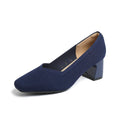 Women's thick head stiletto knitted shoes block heel square toe breathable commuting