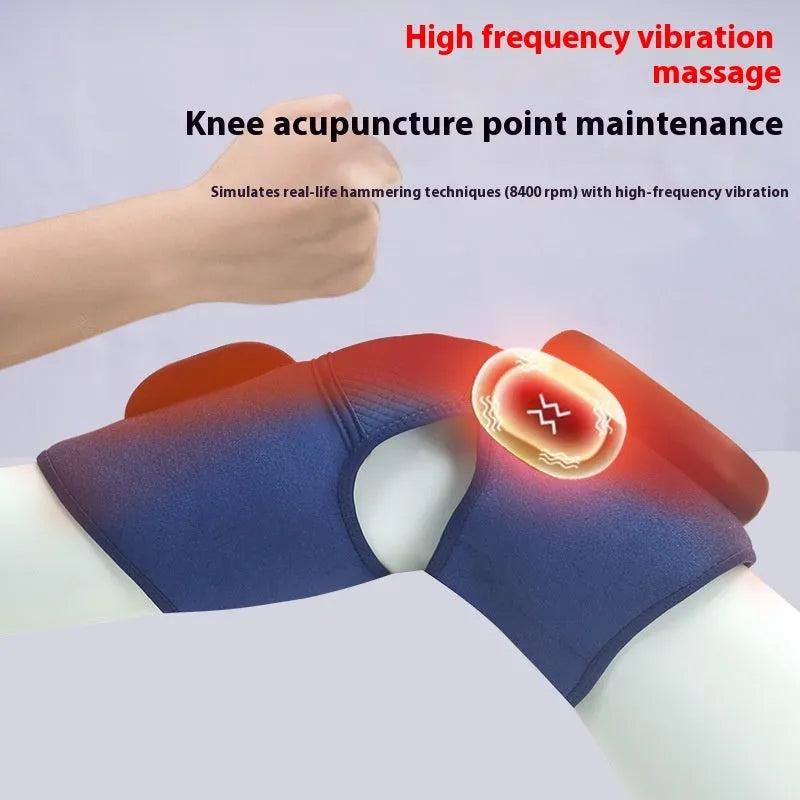 Airbag Blue self-heating knee massager showing wrap-around design for hot compress and massage therapy