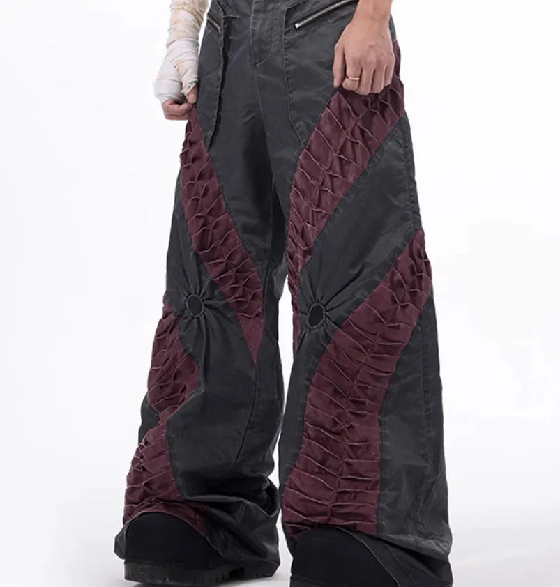 Retro three-dimensional keel casual sports pants in grey with straight hem design