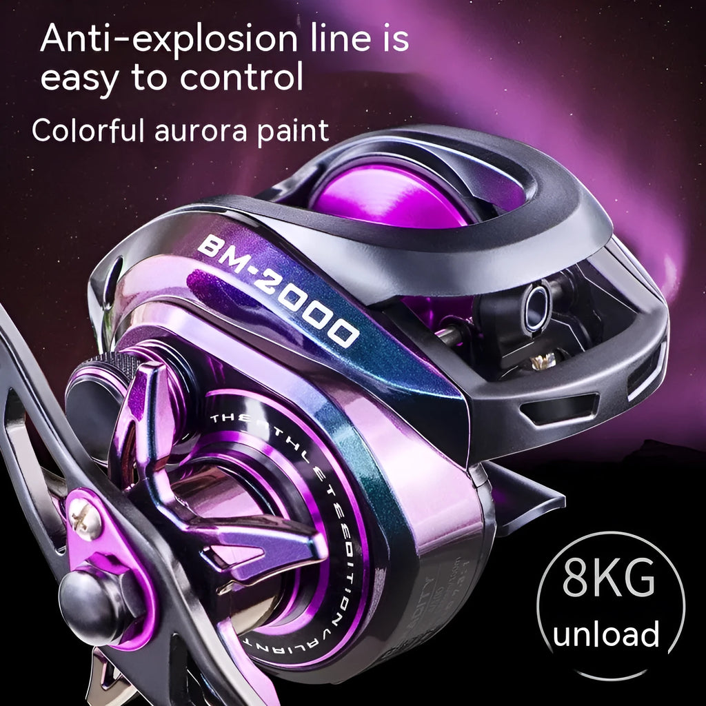 Colourful water drop design fishing reel with magnetic brake system, BM2000 model