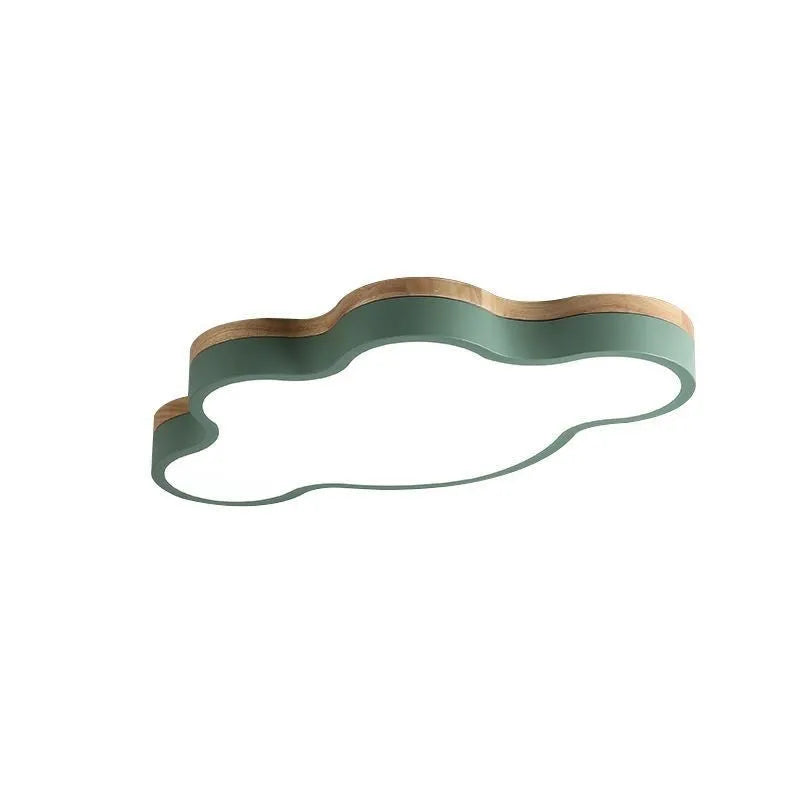 Cloud-shaped modern ceiling lamp in wood pink finish, 50x25cm, with white LED light