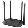 Dual-band wireless router with multiple antennas and Gigabit Ethernet ports on rear panel