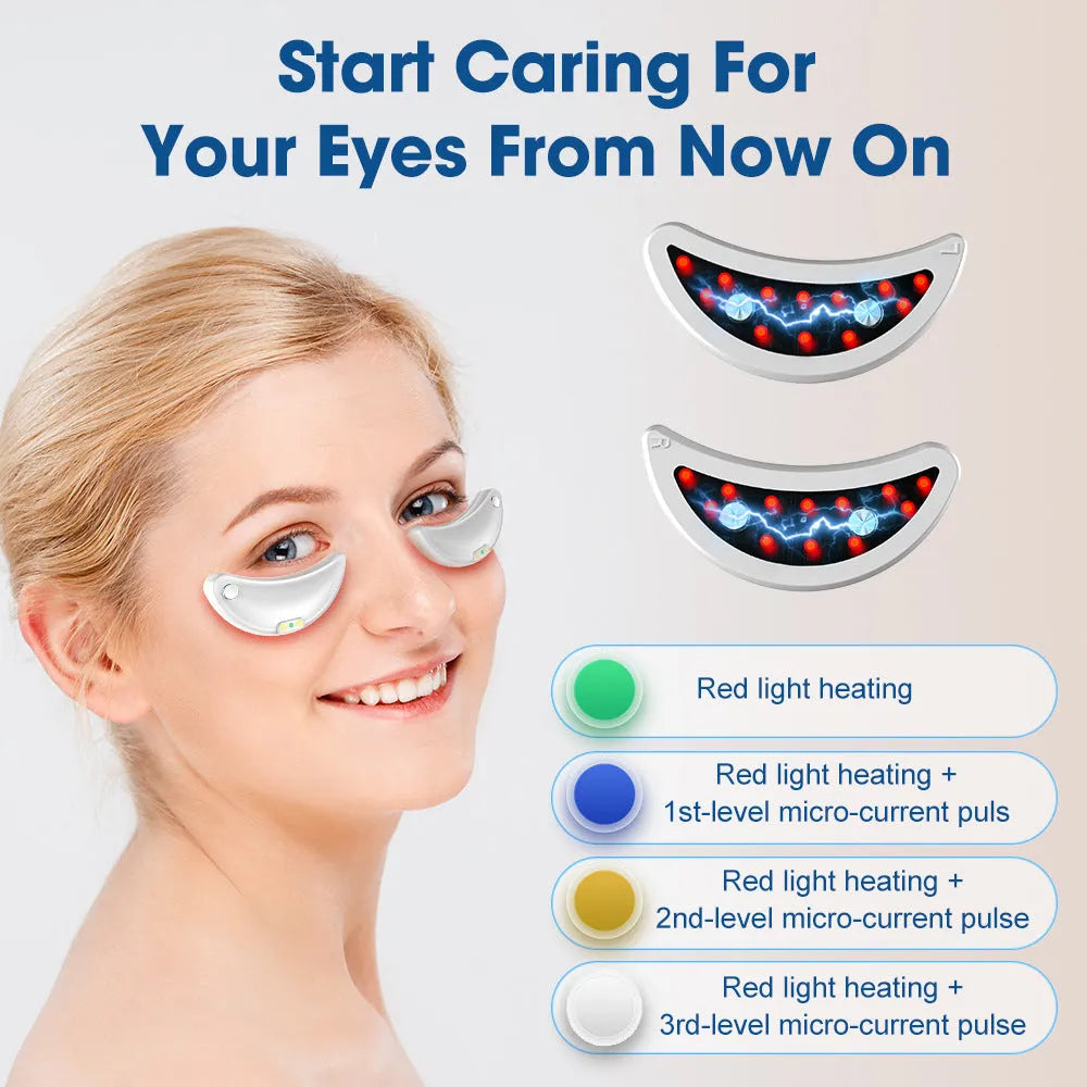 White red light eye massager with EMS technology for facial and eye treatment
