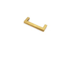 Stainless steel square pipe cabinet door handle in brushed silver finish showing its dimensions.