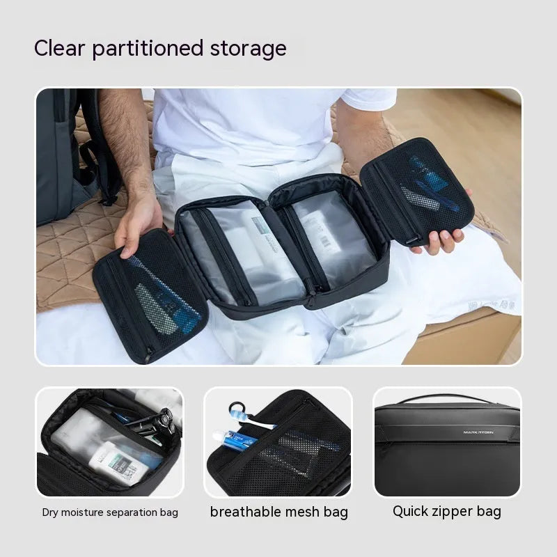 Oxford cloth wet dry separation storage bag in graphite grey with sewing line details
