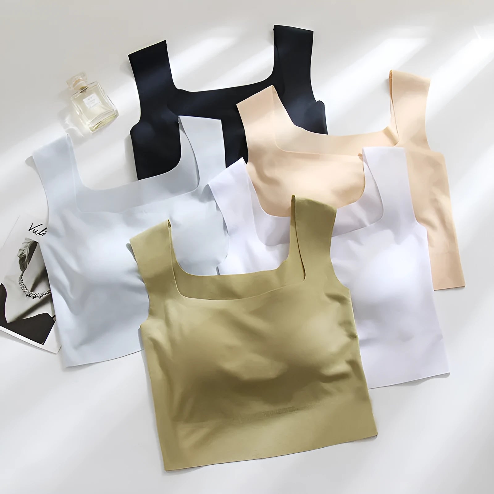 Women's non-marking fixing cup sling vest with chest pad in light sports style