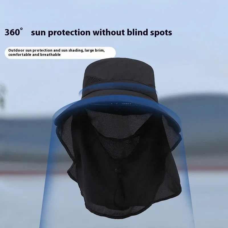 Men's adjustable big brim fisherman hat in polyester for sun protection.