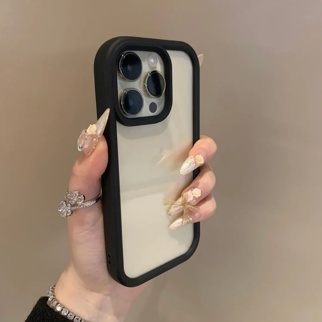 Solid colour transparent acrylic phone case for Apple iPhone with black edge
