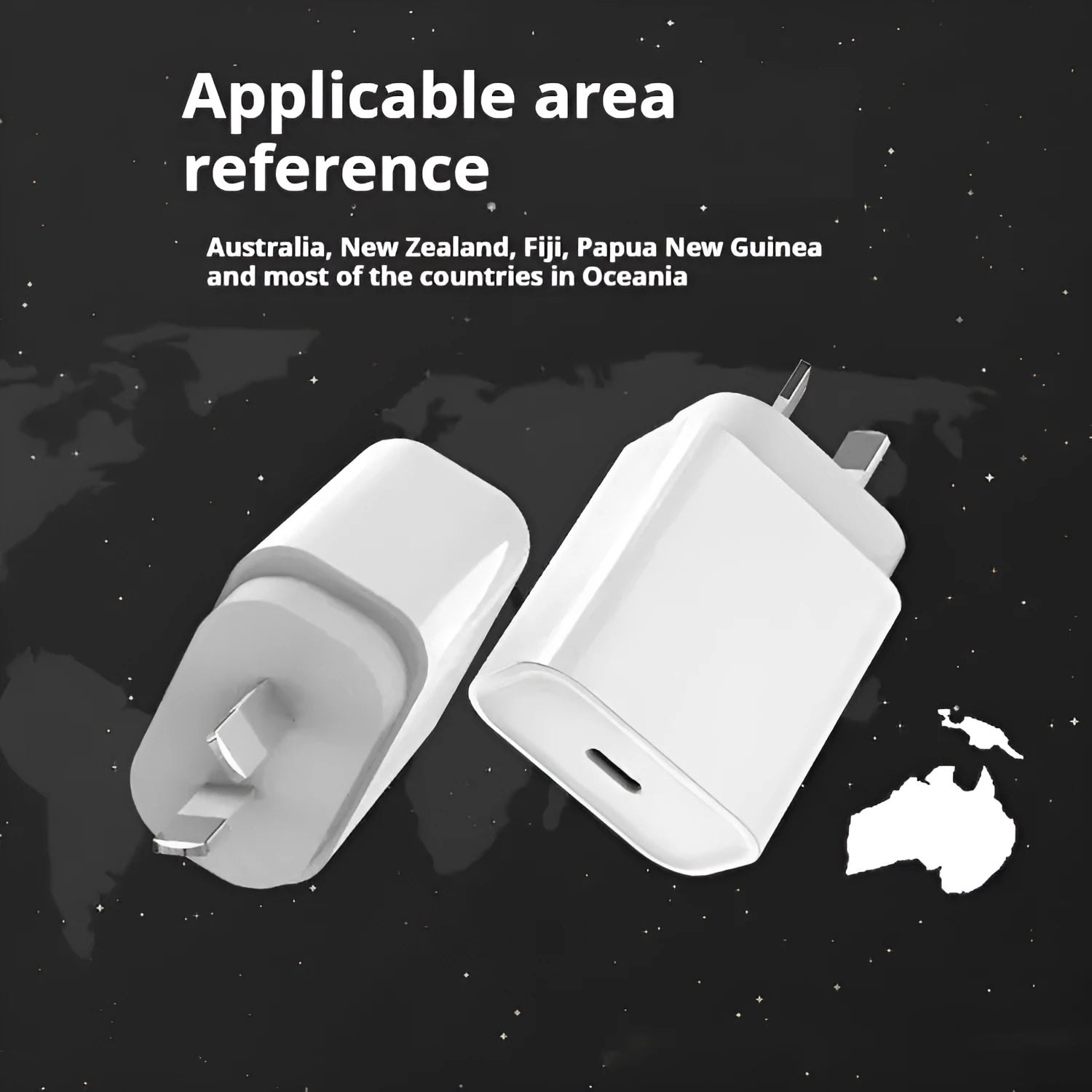 White PD20W Type-C fast charger with AU plug for wall socket