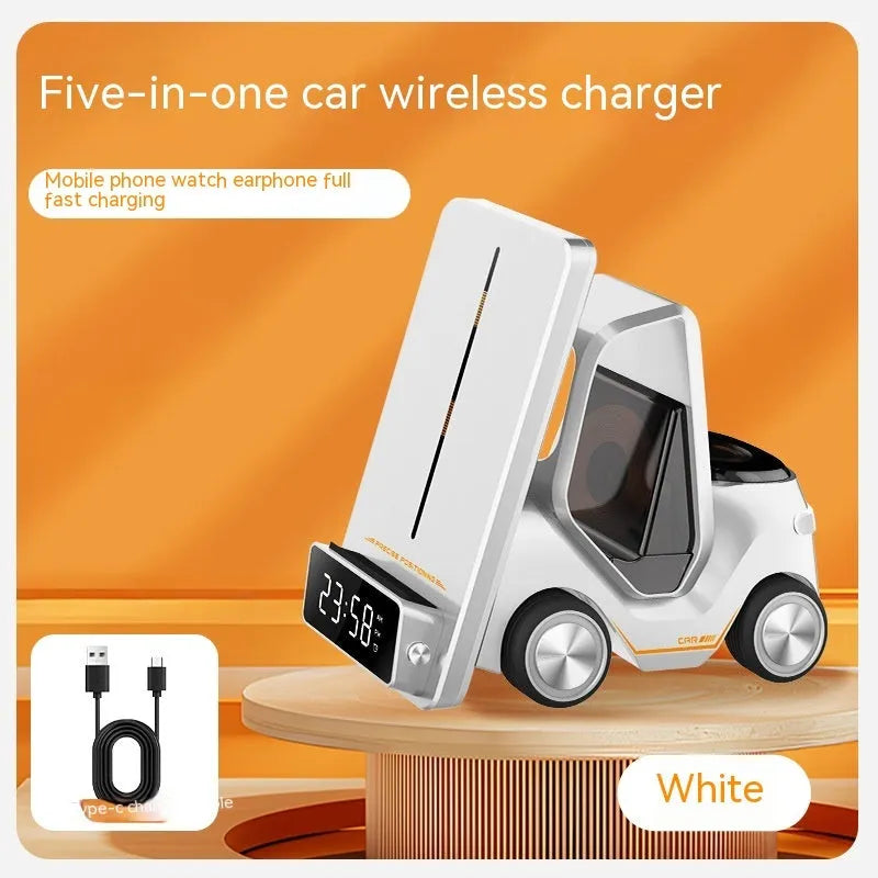 15W three-in-one wireless fast charging bracket in grey, white, yellow or orange colours