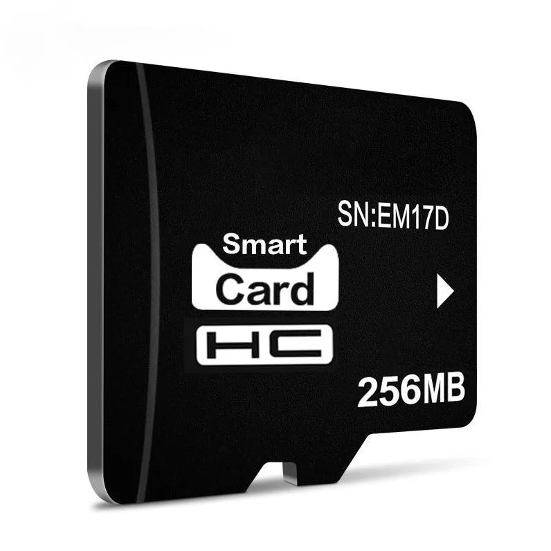 A 256MB TF series memory card with dimensions of 11mm by 15mm by 1mm