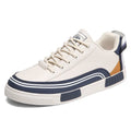 Men's canvas casual shoes with mesh ventilation panels in beige, white and green colours