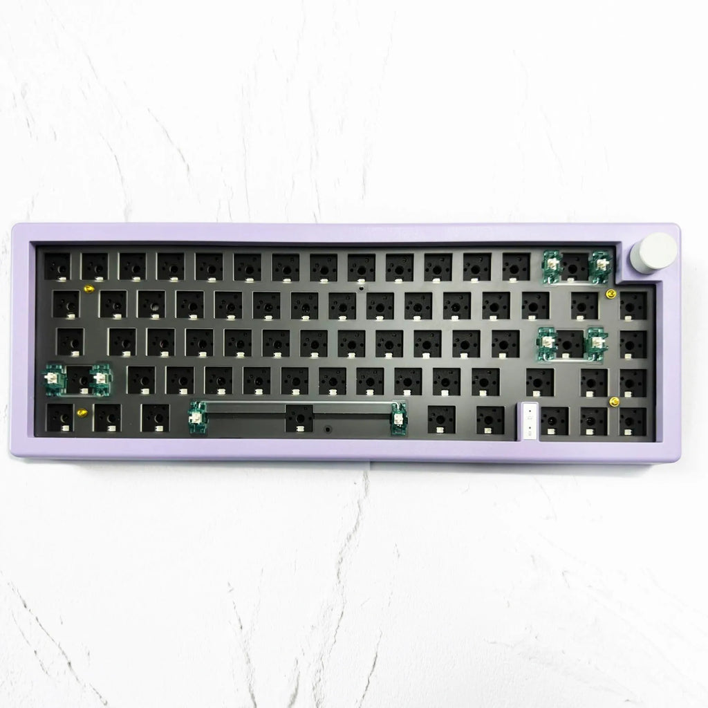DIY mechanical keyboard kit with RGB backlighting and hot-swappable switches in multiple colour options