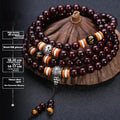 Men's traditional rosewood bracelet with 108 beads, shown in a selection of semi-precious stone styles.