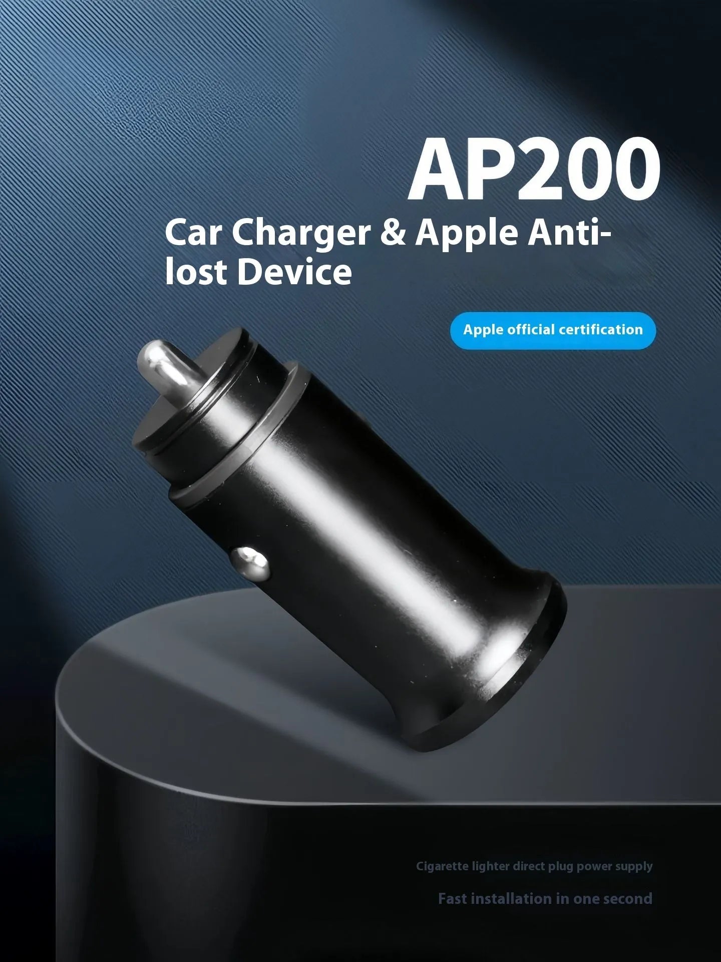 Matte black car GPS locator device with charging connector for vehicle tracking