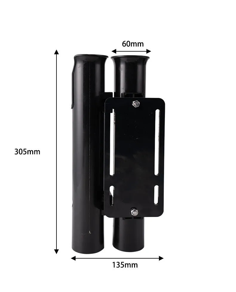 Plastic double-layer fishing rod rack mounted on a bicycle frame