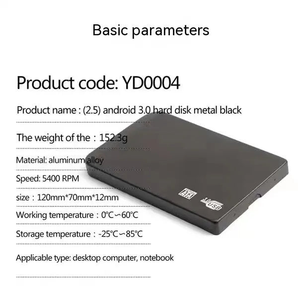 USB 3.0 external solid state drive with metal shell in choice of four colours