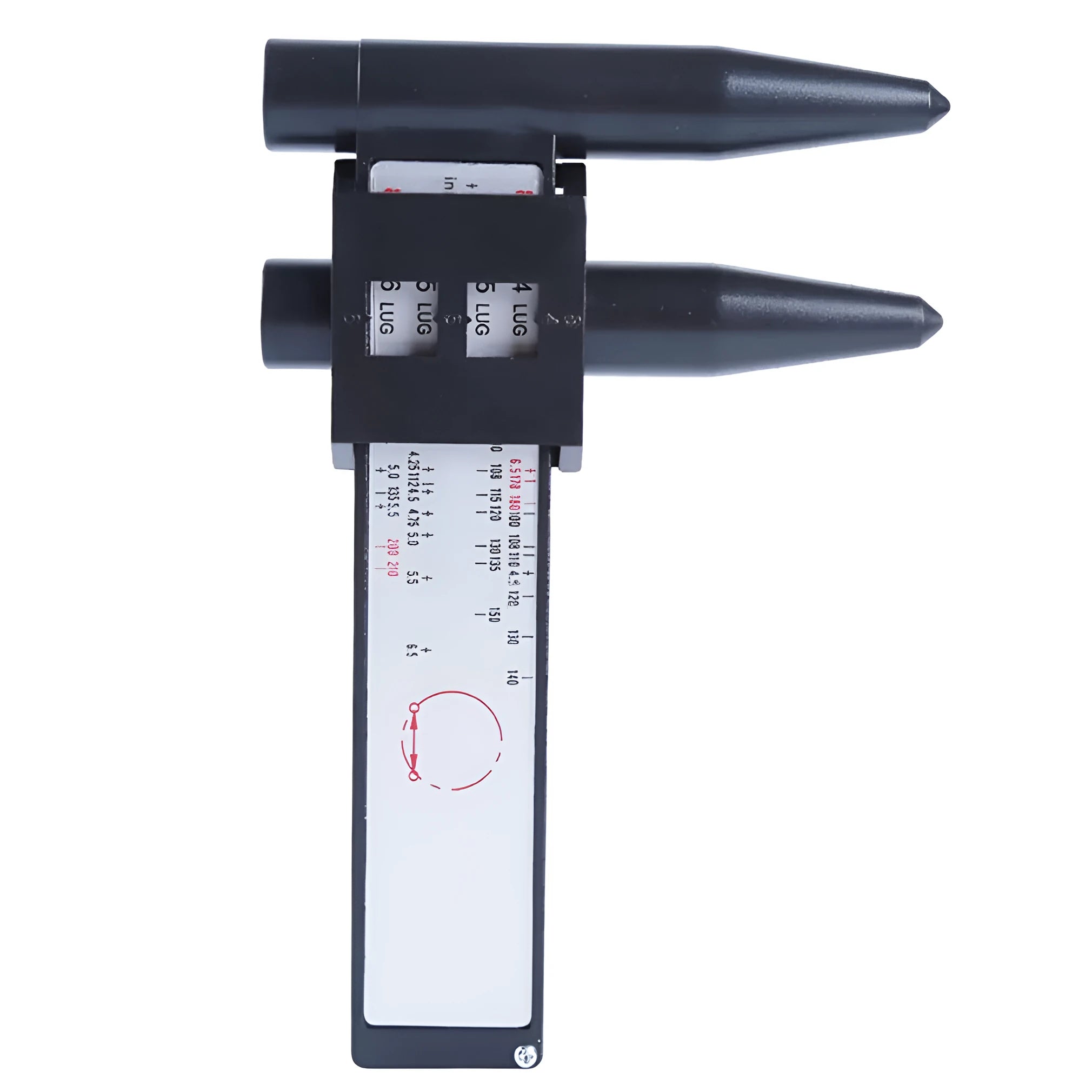 Plastic electronic digital caliper for measuring hole distances on wheel hubs