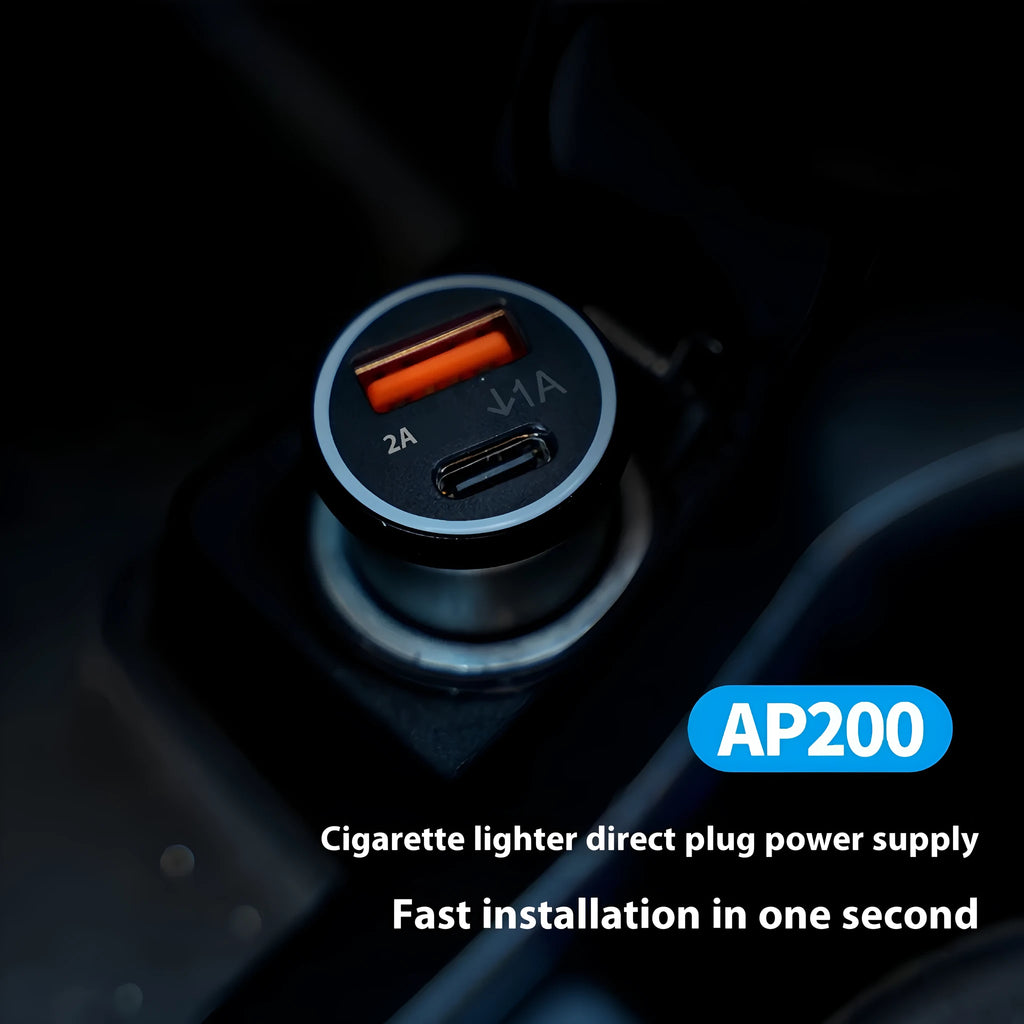 Matte black car GPS locator device with charging connector for vehicle tracking