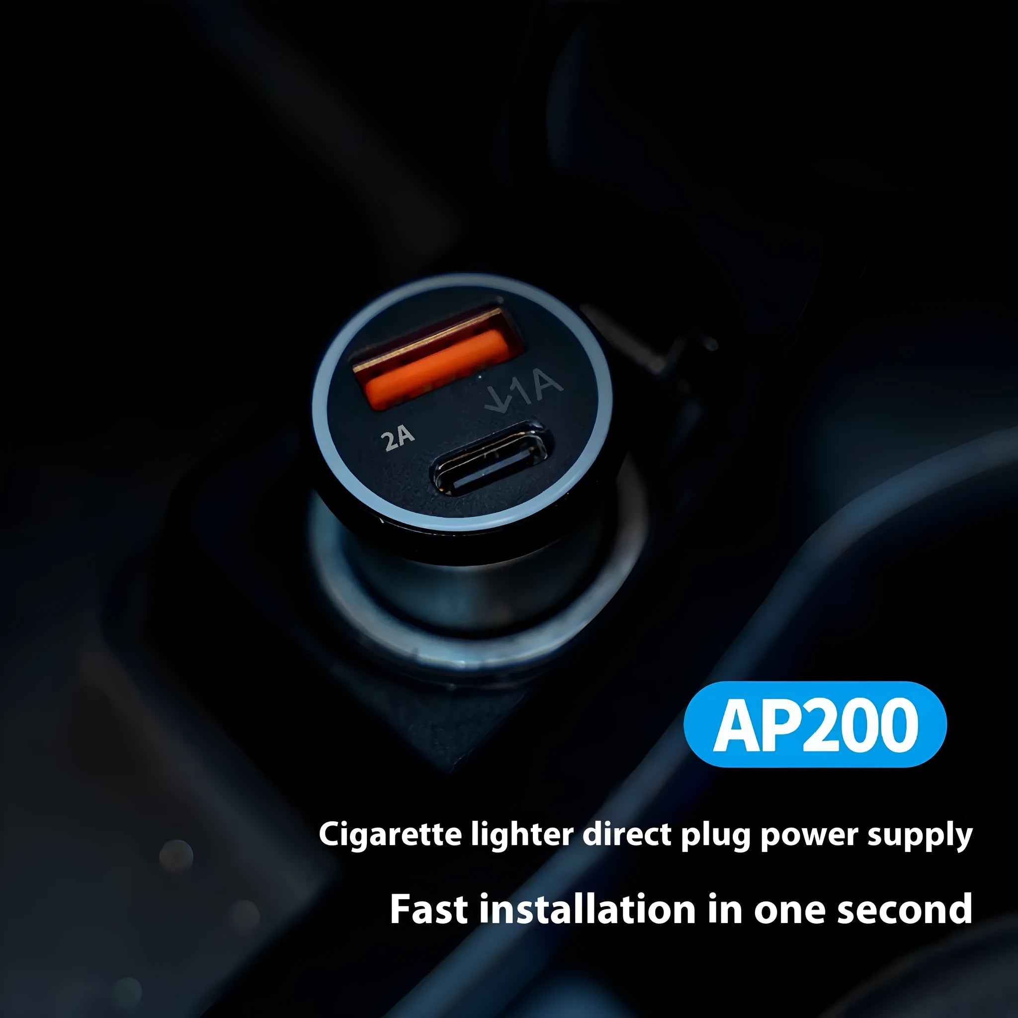 Matte black car GPS locator device with charging connector for vehicle tracking