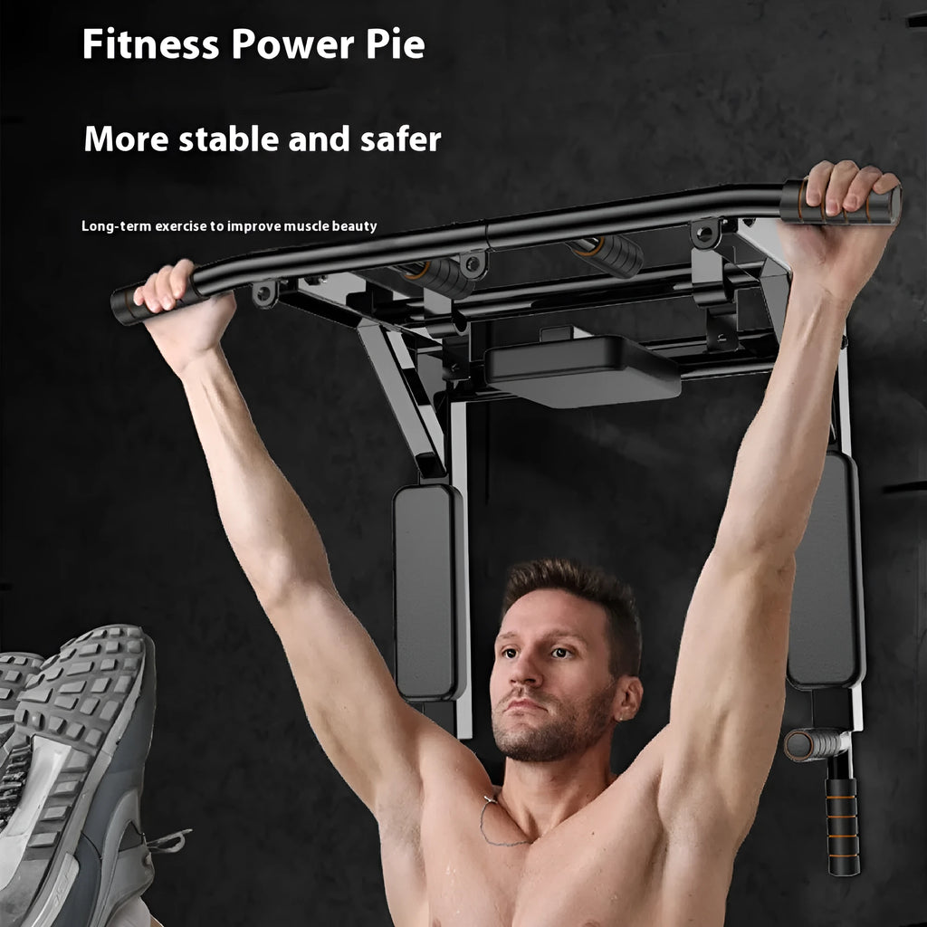 Black wall mounted single parallel pull-up bars and sandbag rack fitness equipment