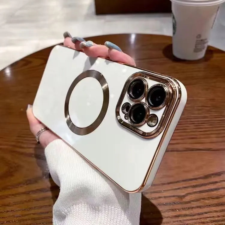 TPU magnetic phone case for Apple iPhone with electroplated metal brushed finish
