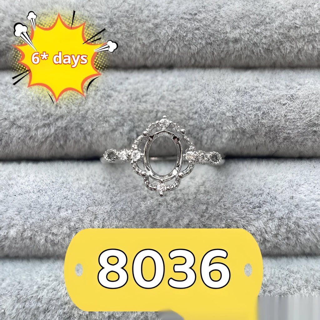 Oval denier copper ring with 6x8mm main stone and five-pointed star Korean style design