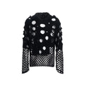 Black men's hoodie with pearl decoration showing loose fit and regular sleeves