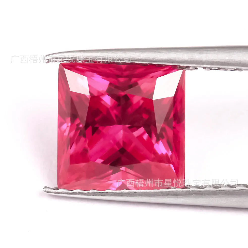 Cultured red ruby gemstone showing pigeon blood red colour in egg shape cut