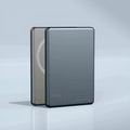 Ultra thin magnetic power bank in titanium blue with wireless charging pad on front