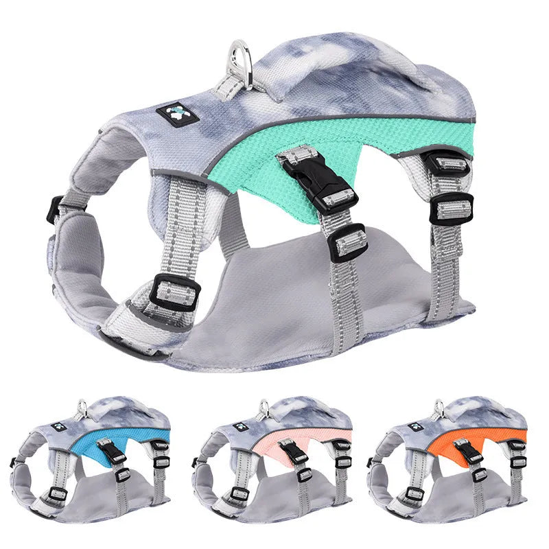 Reflective pet cooling clothes chest strap in polyester material with colour options