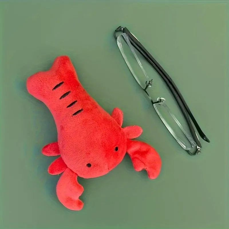 Red squeaky lobster stuffed dog toy measuring 12.5 cm with crab lobster design for small medium dogs