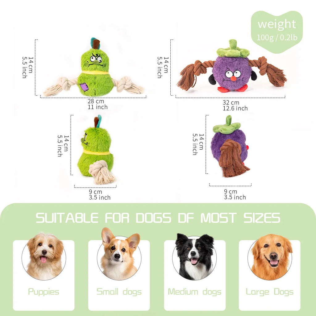 Interactive plush rope knot dog toy for tug of war games with bite-resistant design