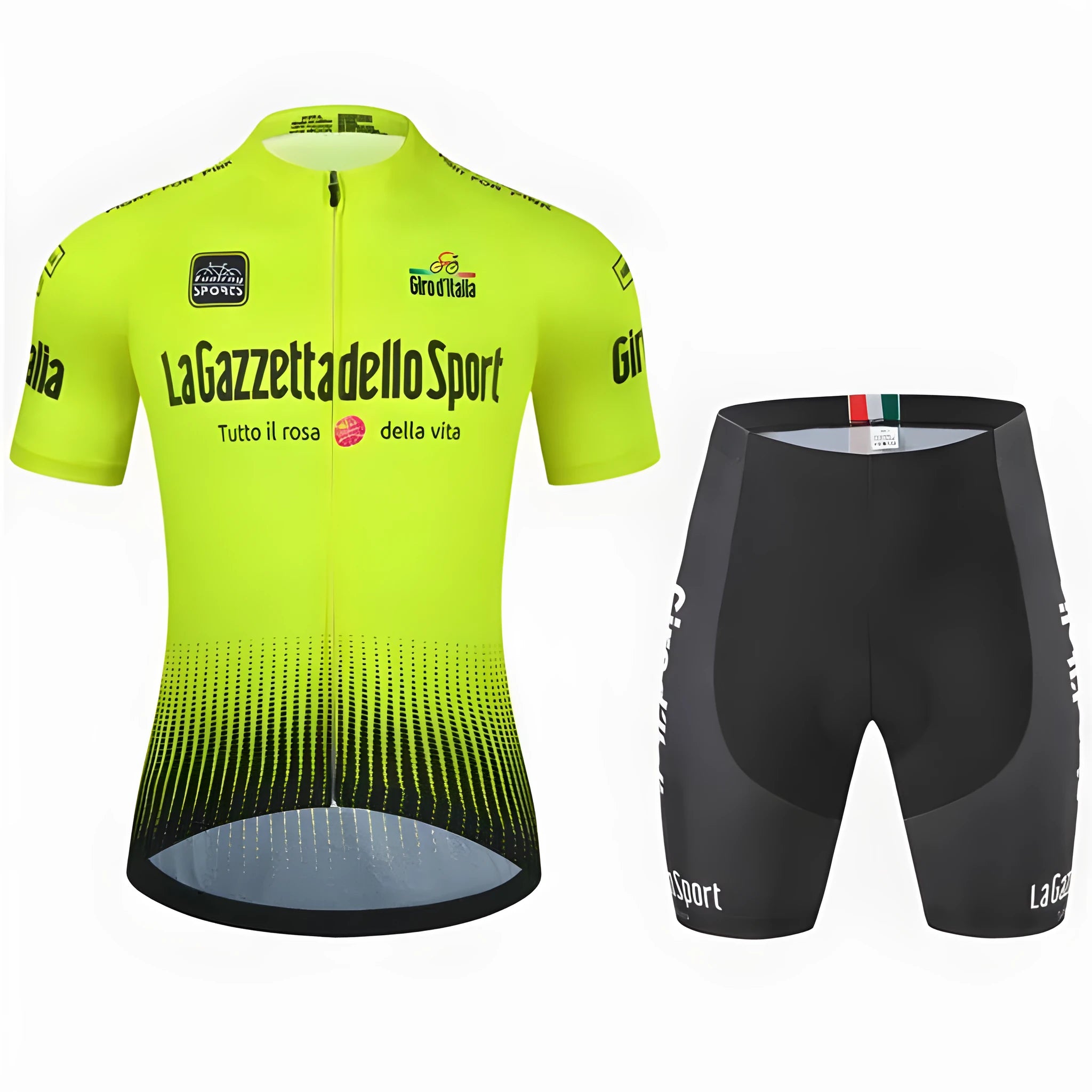 Cycling short sleeve suit in polyester fabric for road biking, available in multiple colours and sizes