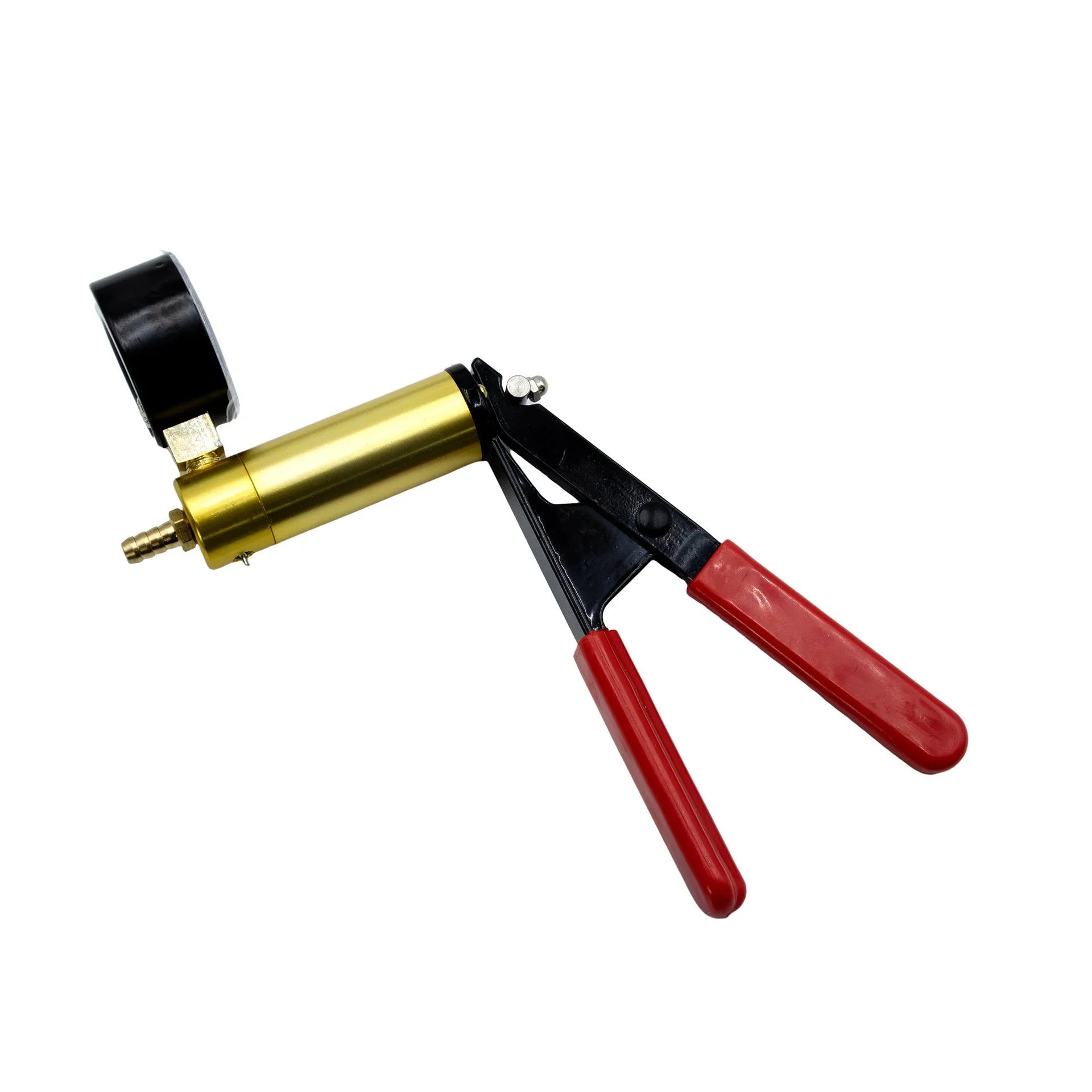 Aluminium alloy manual vacuum air blow gun tool for car repair on a workbench.