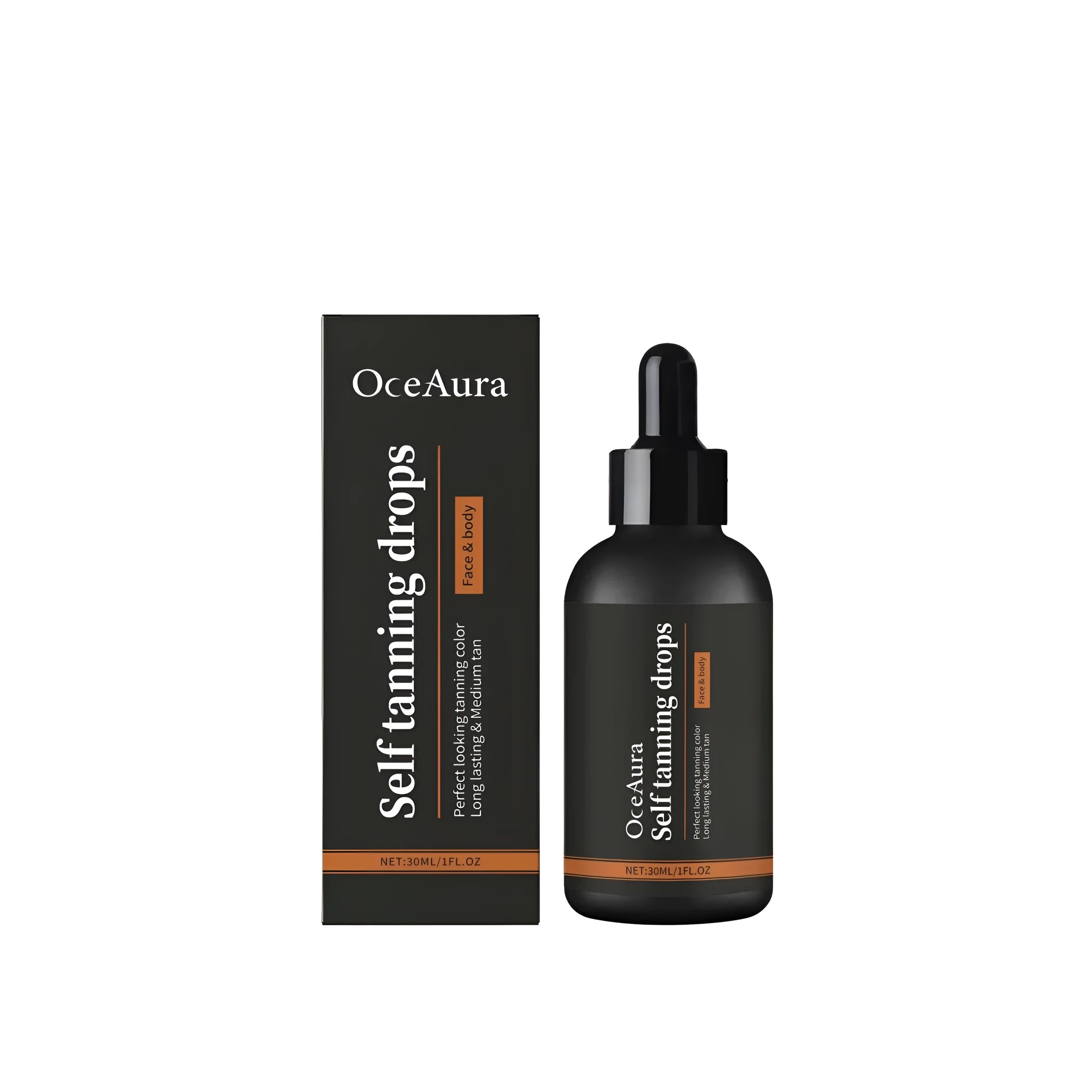 30ml bottle of self tanning drops bronzing serum with a dropper