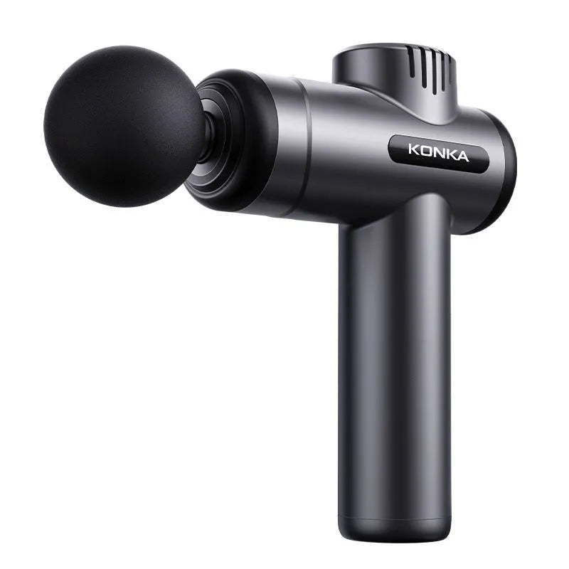 Konka V19 professional mini massage gun in grey colour with multiple attachment heads