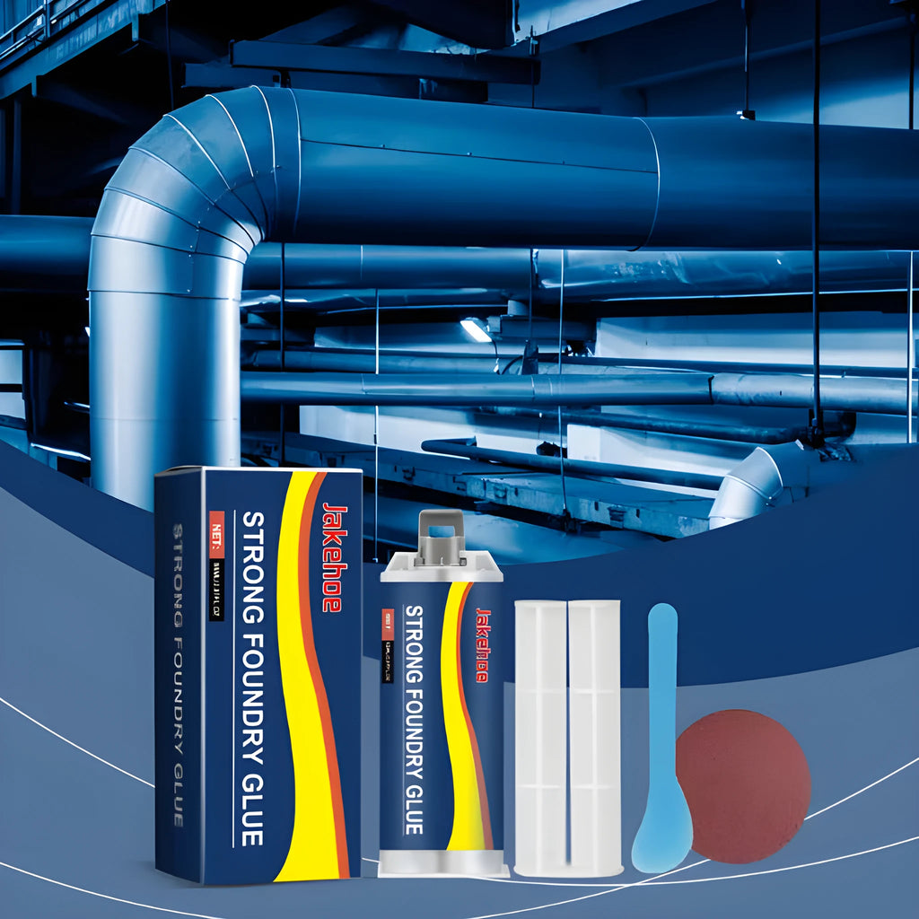 85ml metal casting glue tube with epoxy and curing agent, plus push rod, scraper and sandpaper