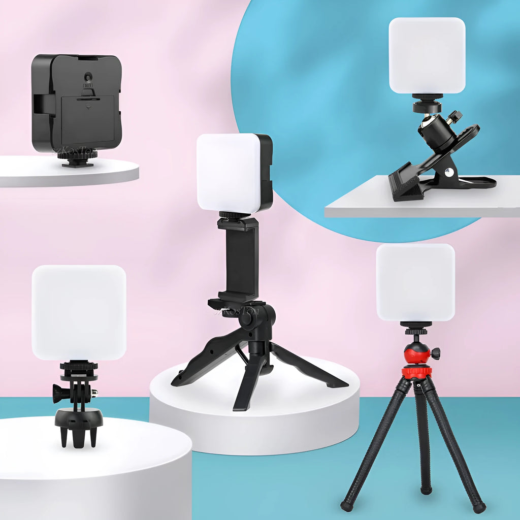 Universal LED mini square outdoor pocket light tripod with rotating top flash