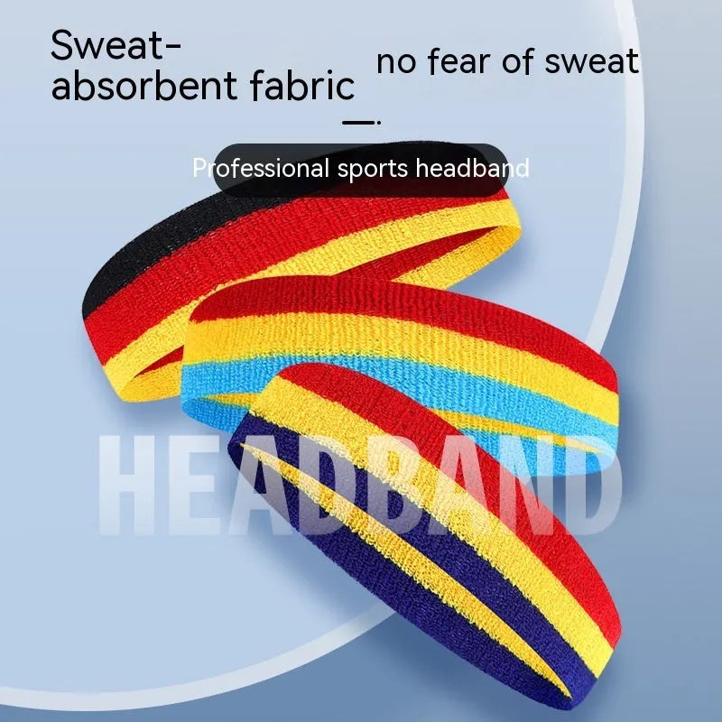 Colourful striped sports headband for adult yoga and running activities