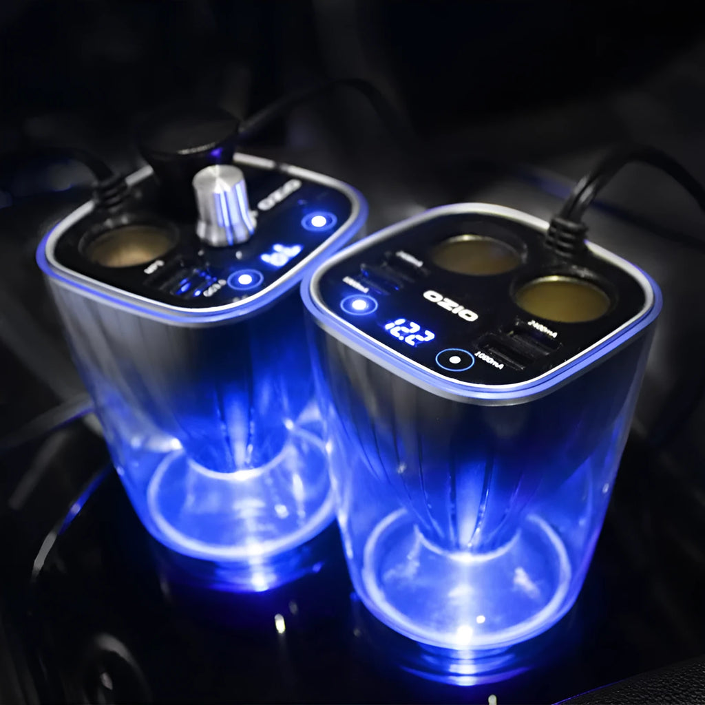 Black mobile phone car charger with Bluetooth USB cigarette lighter ABS 72x62x95mm AC70