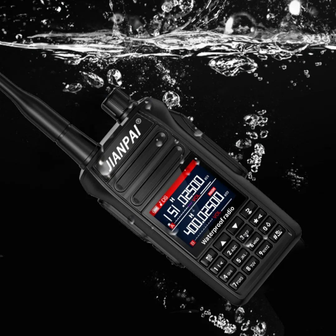 Black waterproof aviation interphone communication system with dustproof rating and complete accessory kit