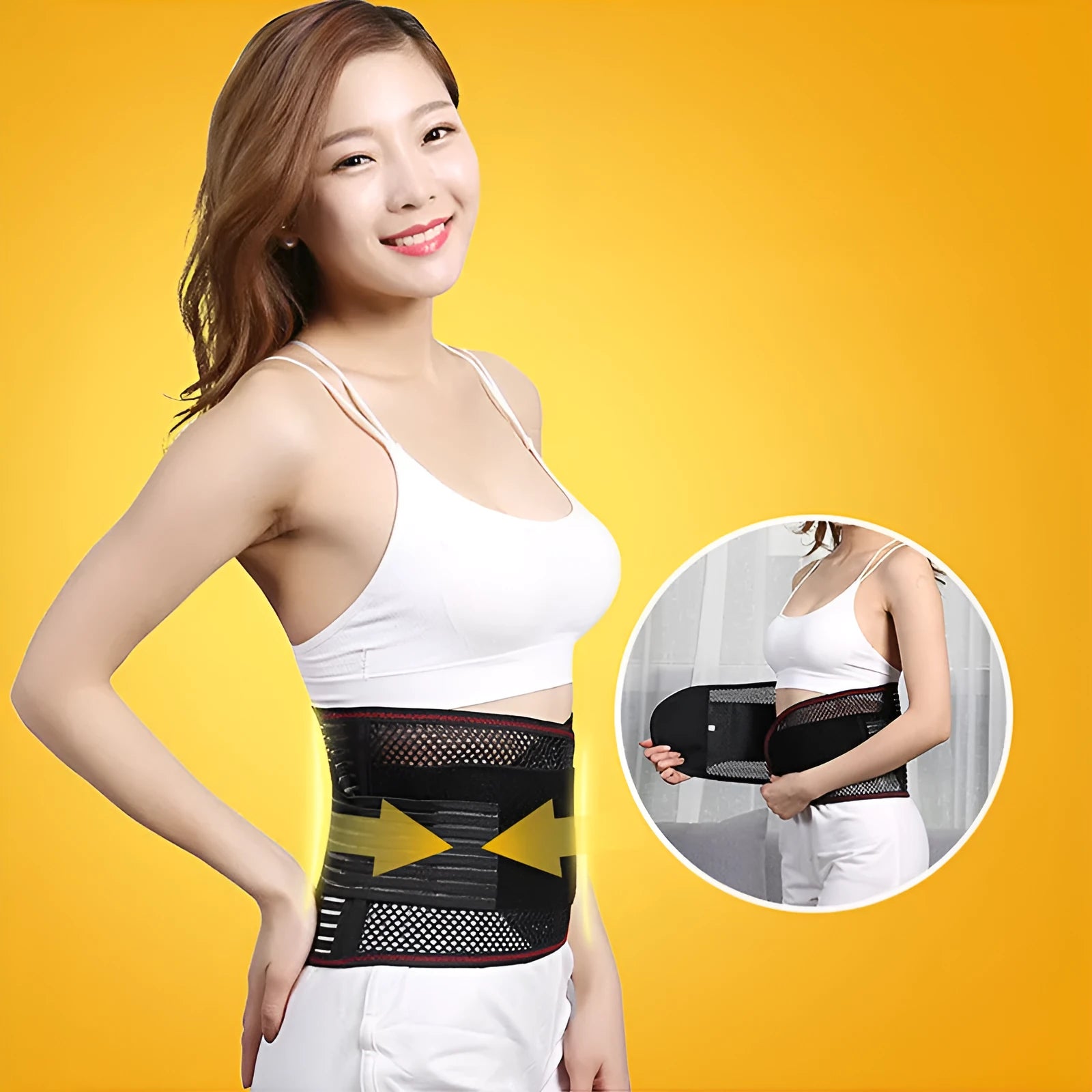 Black adult sports waist support belt with steel plate for lumbar decompression during fitness and running.