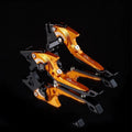 Pair of adjustable motorcycle horn handle brake and clutch levers in metal, shown in a selection of available colours.