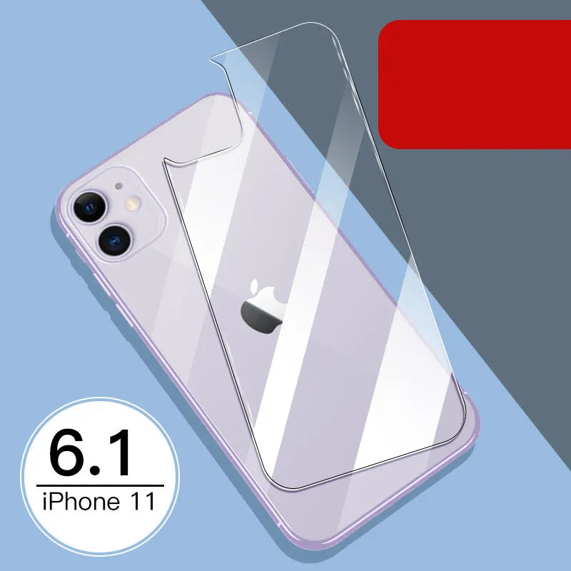 Tempered glass screen and rear protector films for Apple iPhone 11, X, and XS models.