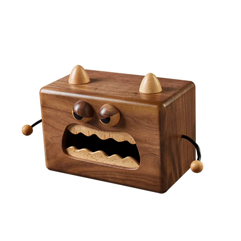 Little Monster cartoon wooden tissue box measuring 190x104x125mm