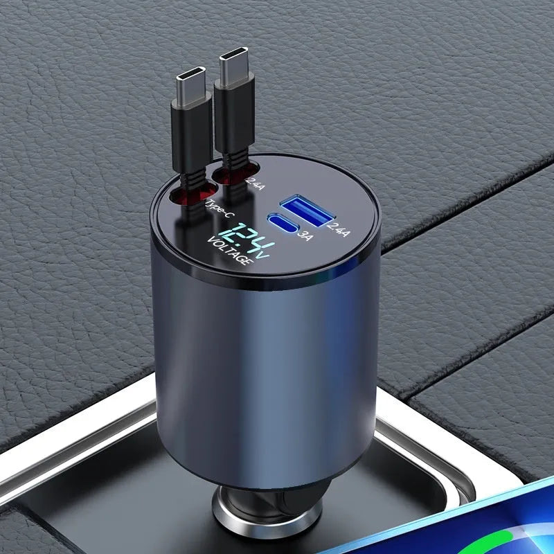 Metal cigarette lighter car charger with 60W super fast charging and Type-C port