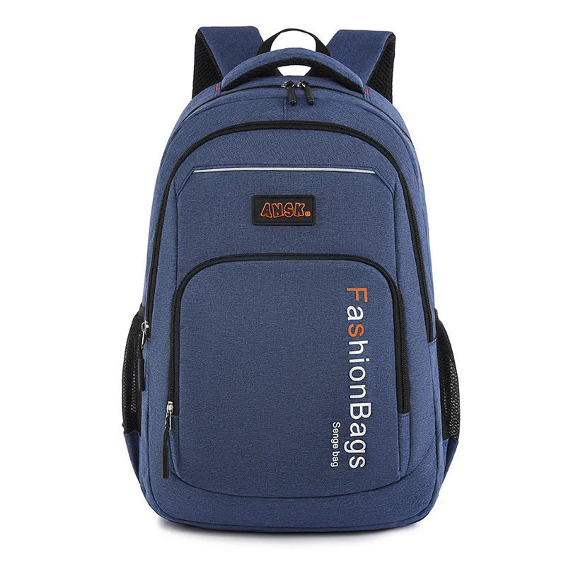 Large black nylon fashion backpack with multiple internal compartments and double shoulder straps.