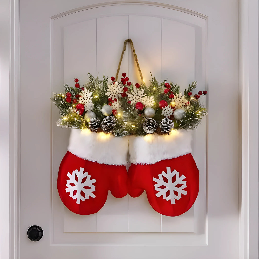 Christmas crutch candy lollipop gloves ornament made of non-woven fabric in 30x27cm size
