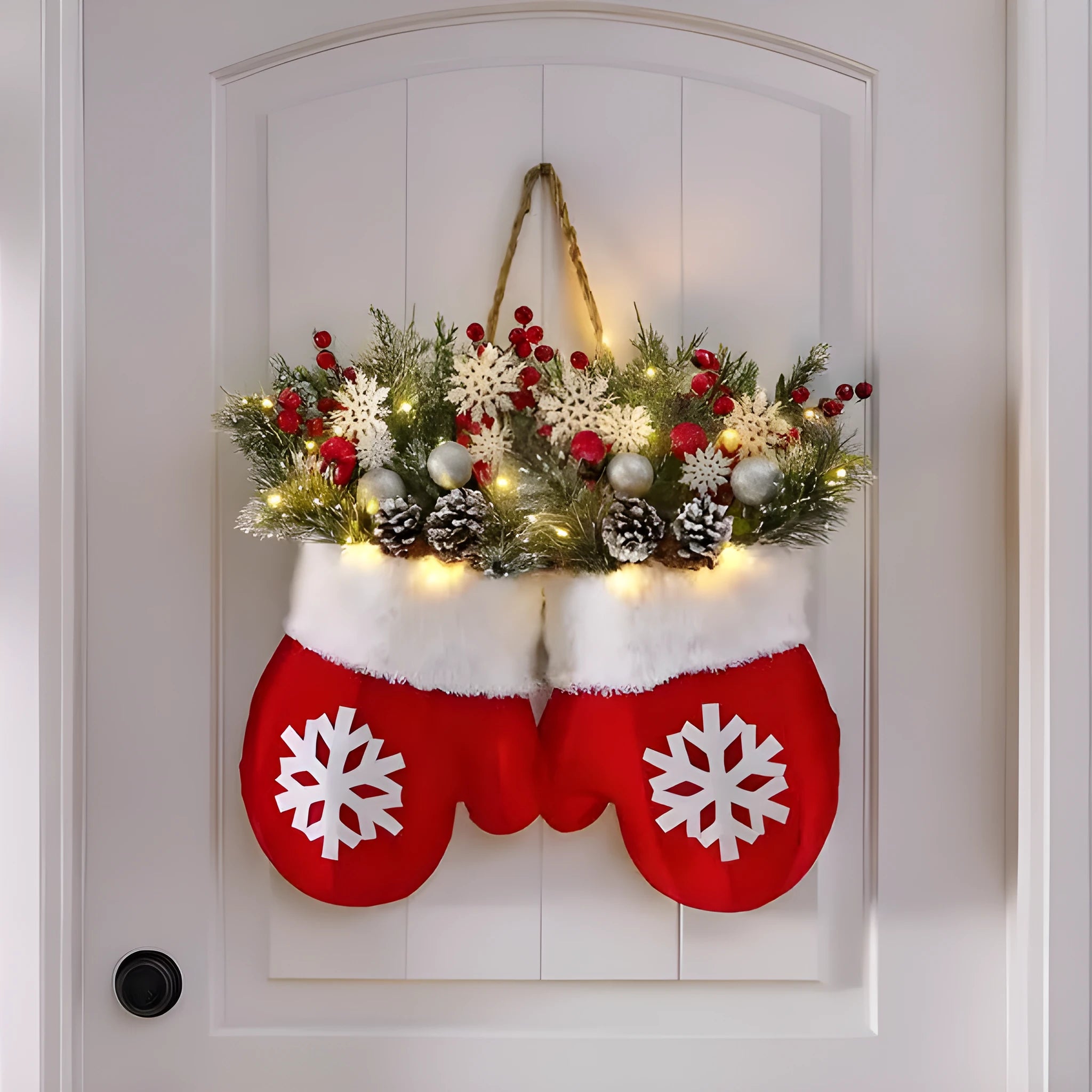 Christmas crutch candy lollipop gloves ornament made of non-woven fabric in 30x27cm size